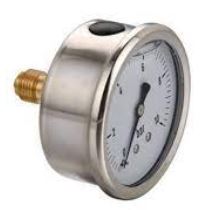 Manômetro DN63 s/vert. cx Inox BSP 1/4 0-25 BAR-400 PSI c/glicerina saida angular