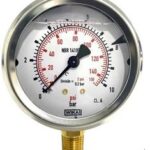 Manômetro DN100mm s/vert. Inox BSP 1/2 0-25 BAR-400 PSI c/glicerina saida reta